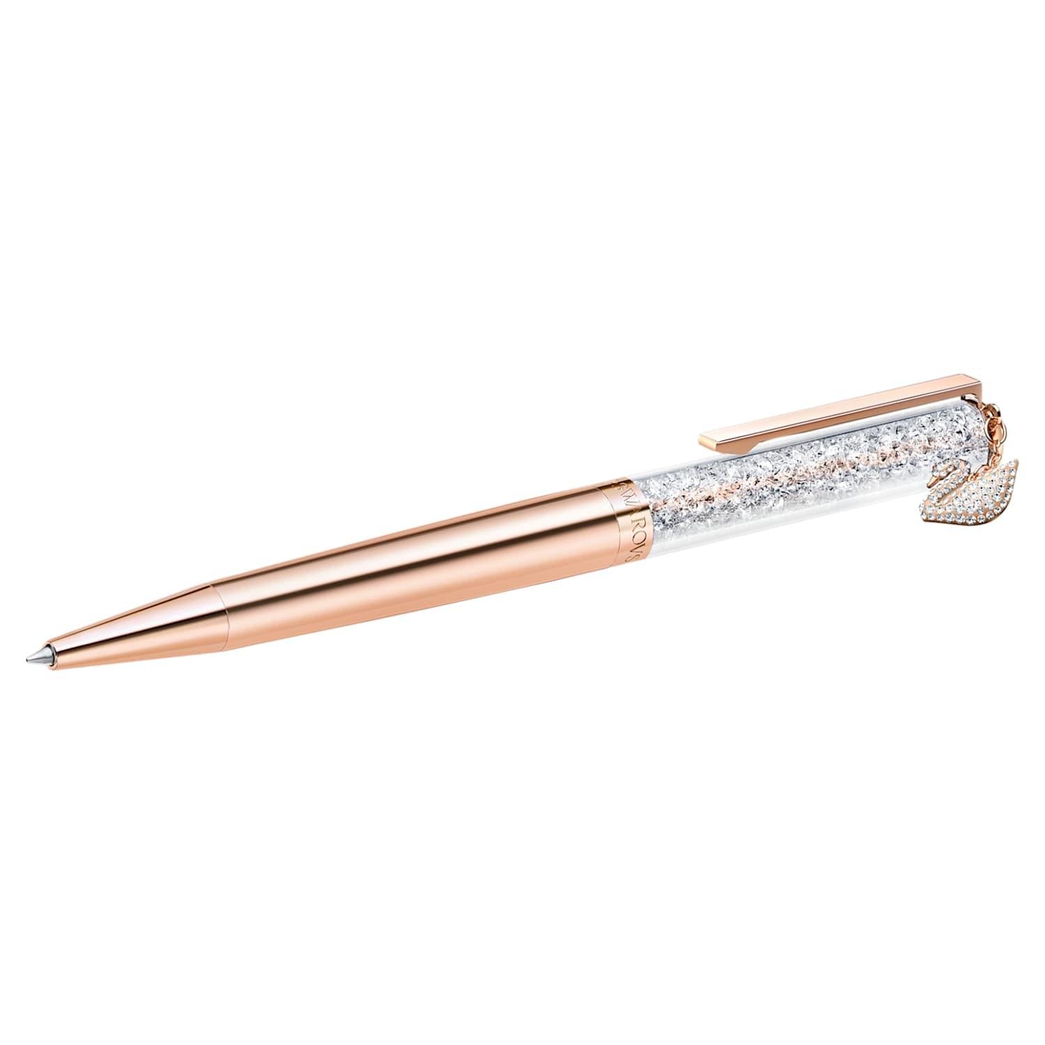 Penna a sfera Crystalline Swan Placcato oro rosa