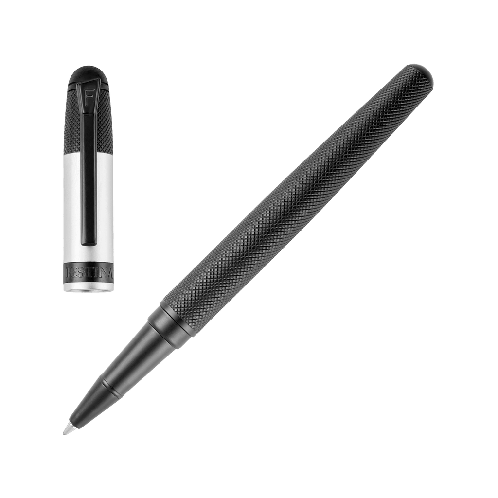Penna Rollerball Edizione Classica Nera con Finitura Argentata
