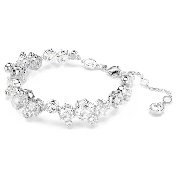 Set Gioielli Swarovski Constella Collana Bracciale e Orecchini a Lobo Placcatura Rodio e Cristalli Bianchi SET