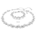 Set Gioielli Swarovski Constella Collana Bracciale e Orecchini a Lobo Placcatura Rodio e Cristalli Bianchi SET