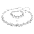 Set Gioielli Swarovski Constella Collana Bracciale e Orecchini a Lobo Placcatura Rodio e Cristalli Bianchi SET