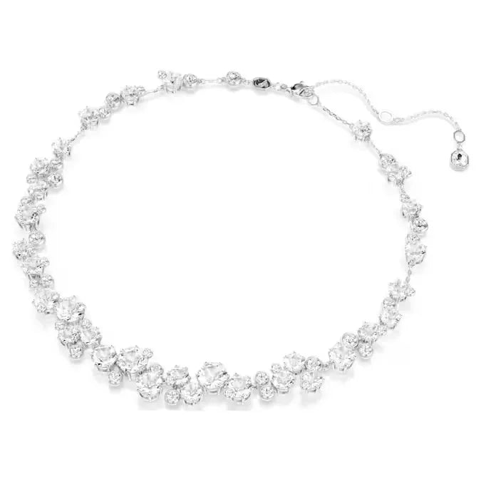 Set Gioielli Swarovski Constella Collana Bracciale e Orecchini a Lobo Placcatura Rodio e Cristalli Bianchi SET
