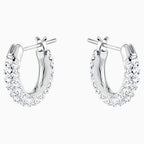 SET ORECCHINI A BUCO STONE, BIANCO, PLACCATURA RODIO