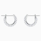 SET ORECCHINI A BUCO STONE, BIANCO, PLACCATURA RODIO