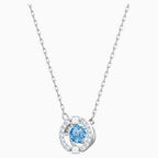 SET SWAROVSKI SPARKLING DANCE ROUND, AZZURRO, PLACCATURA RODIO