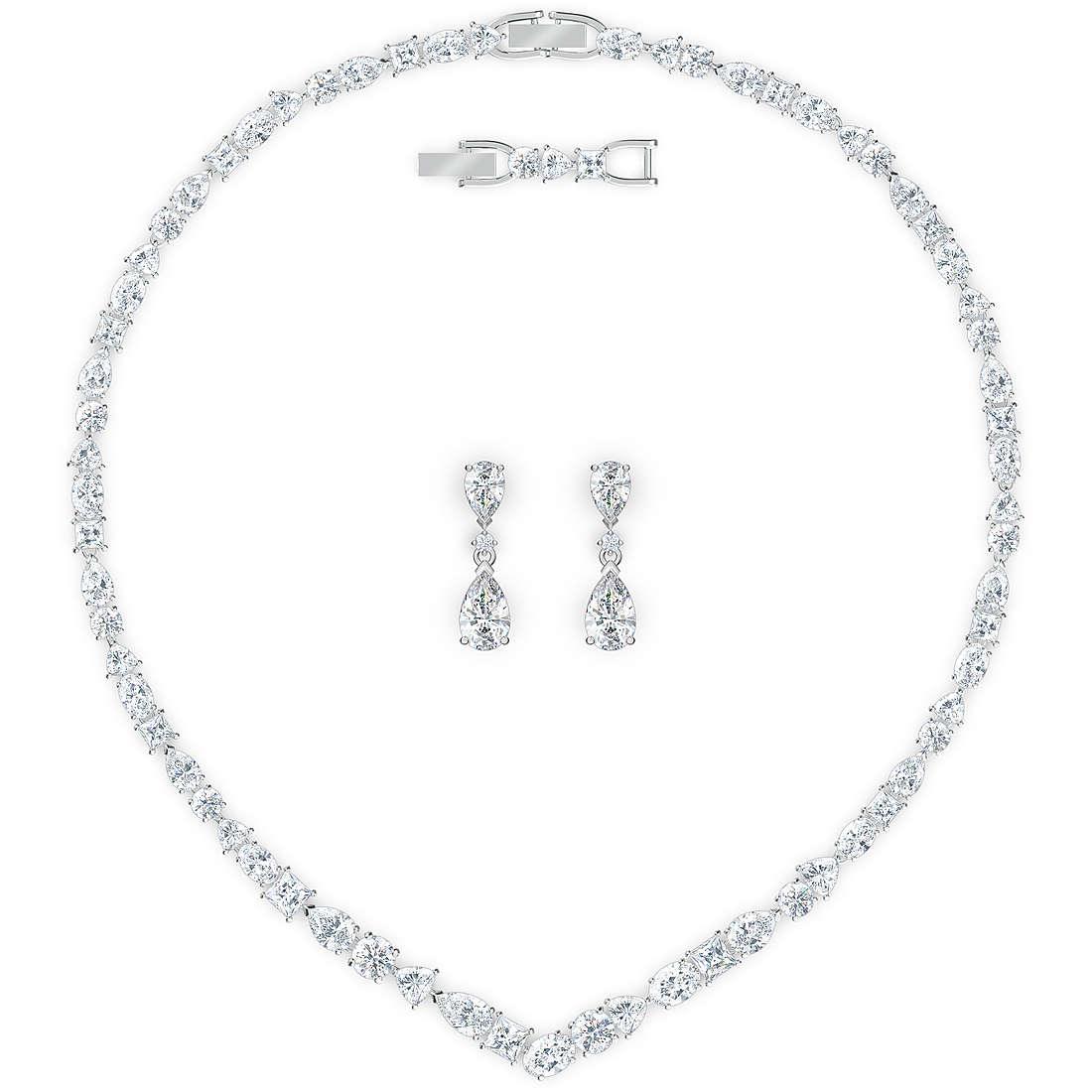 Set Tennis Deluxe Taglio misto, Bianco, Placcato rodio