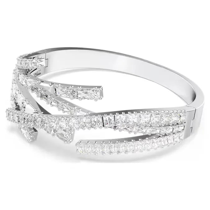 Swarovski Bracciale Rigido Matrix | Taglio Misto Placcato Rodio Bianco - BRACCIALE