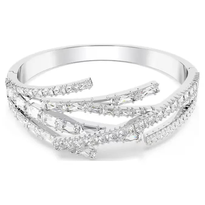 Swarovski Bracciale Rigido Matrix | Taglio Misto Placcato Rodio Bianco - BRACCIALE