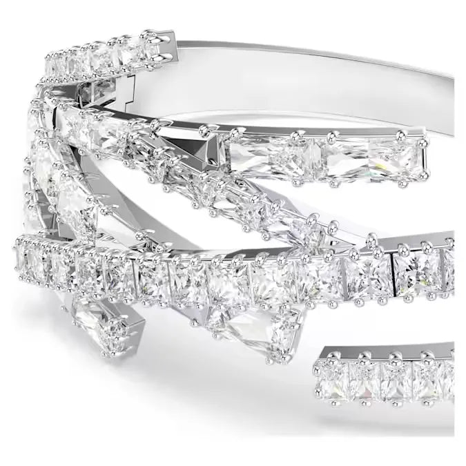 Swarovski Bracciale Rigido Matrix | Taglio Misto Placcato Rodio Bianco - BRACCIALE