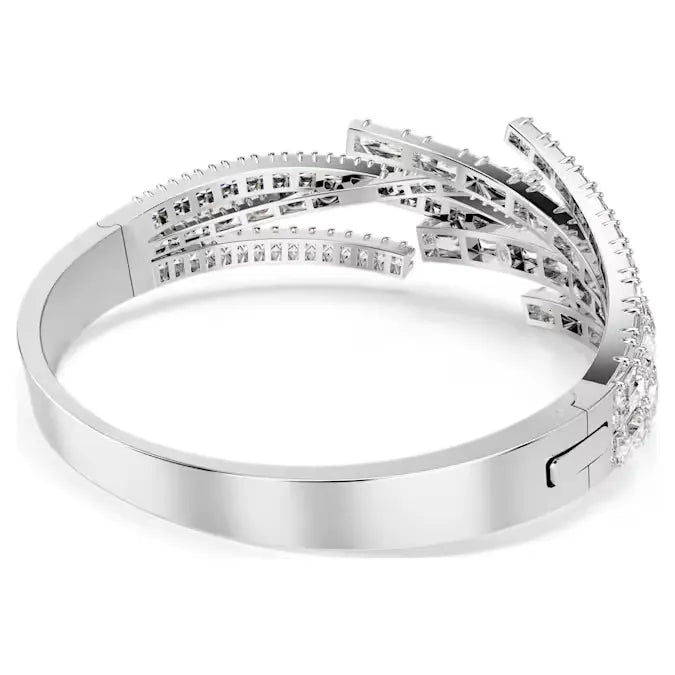 Swarovski Bracciale Rigido Matrix | Taglio Misto Placcato Rodio Bianco - BRACCIALE