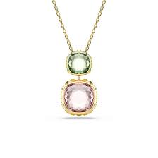 Swarovski Nuovo Pendente Chroma Taglio Cushion Multicolore Placcato color oro - COLLANA