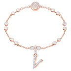 Swarovski Remix Collection Charm V bianco, Placcato oro rosa