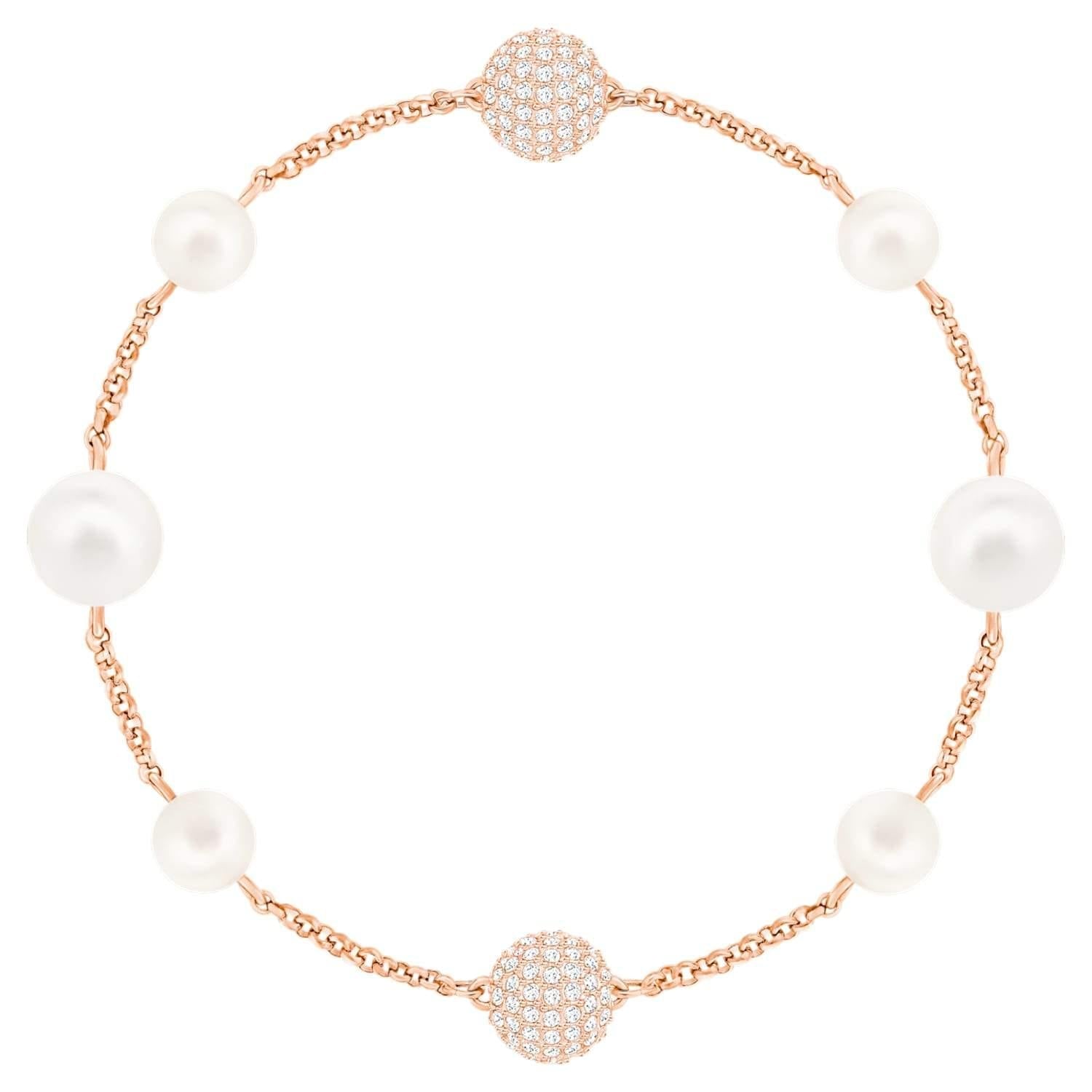 Swarovski Remix Collection Round Pearl Strand bianco, Placcato oro rosa