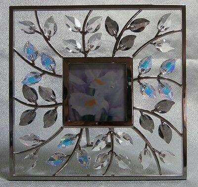 SWAROVSKI SILVER CRYSTAL " SQUARE PICTURE FRAME LEAVES"