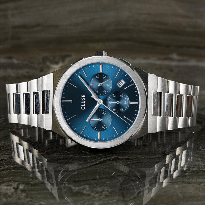 Vigoureux Chrono Steel Blue, chrono blu colore argento