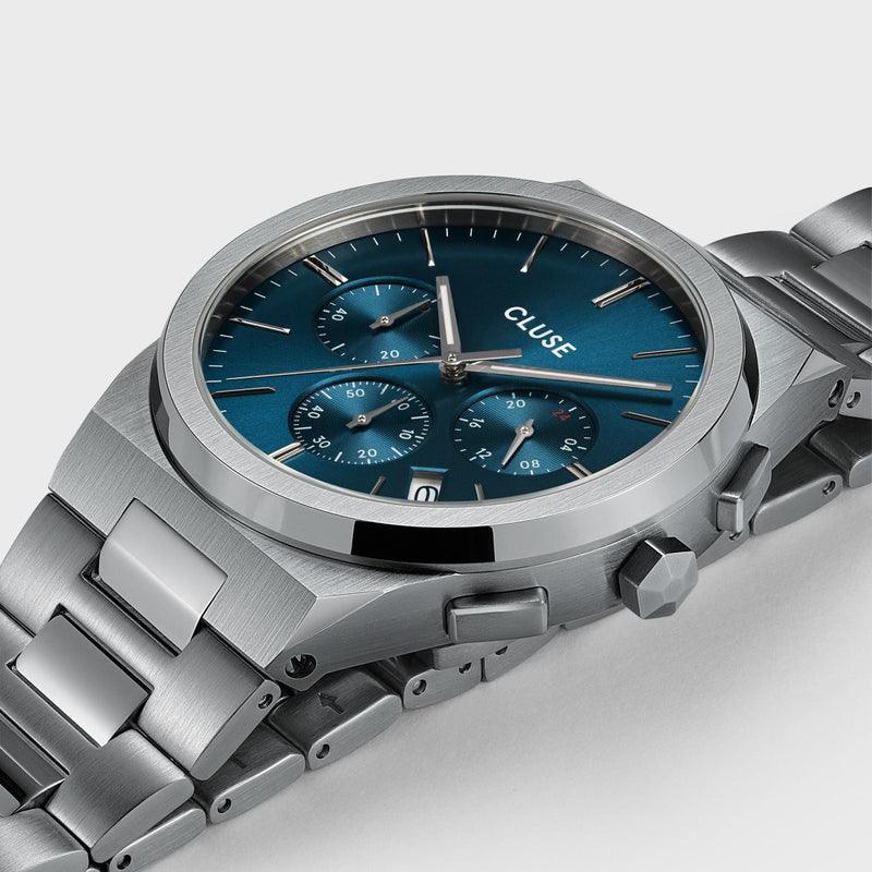 Vigoureux Chrono Steel Blue, chrono blu colore argento
