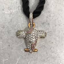 Vintage Firmato Swarovski Design Cristallo Aereo Ciondolo Corda Collana - COLLANA