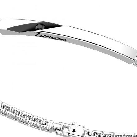 ZANCAN - BRACCIALE GRECO IN ARGENTO CON PIETRA NERA.