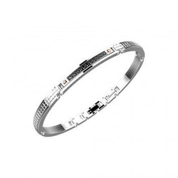 ZANCAN - BRACCIALE IN ACCIAIO LUCIDO CON SPINELLI NERI