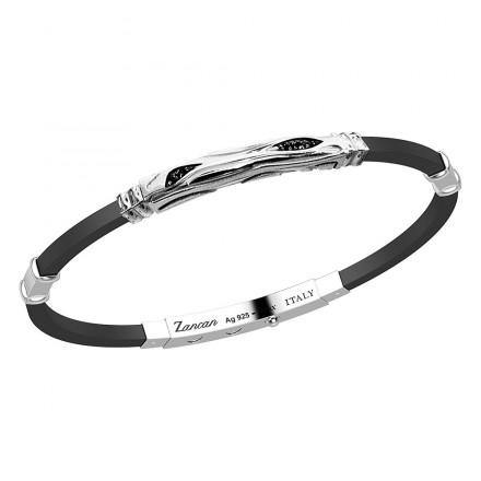 ZANCAN - BRACCIALE IN SILICONE E INSERTO IN ARGENTO IRREGOLARE.