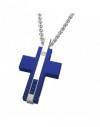 ZANCAN - COLLANA CON CROCE IN ACCIAIO BLU.