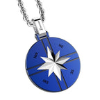 ZANCAN - COLLANA CON PENDAGLIO TONDO IN ACCIAIO BLU.