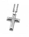 ZANCAN - COLLANA IN ACCIAIO CON CROCE E ZIRCONI.