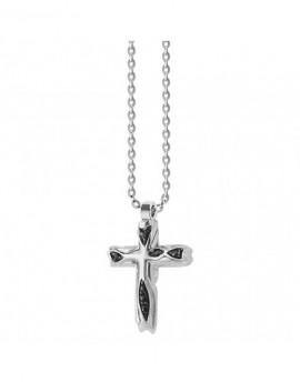 ZANCAN - COLLANA IN ARGENTO CON CROCE IRREGOLARE E PIETRE.