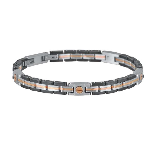 Bracciale in acciaio nero e rosé