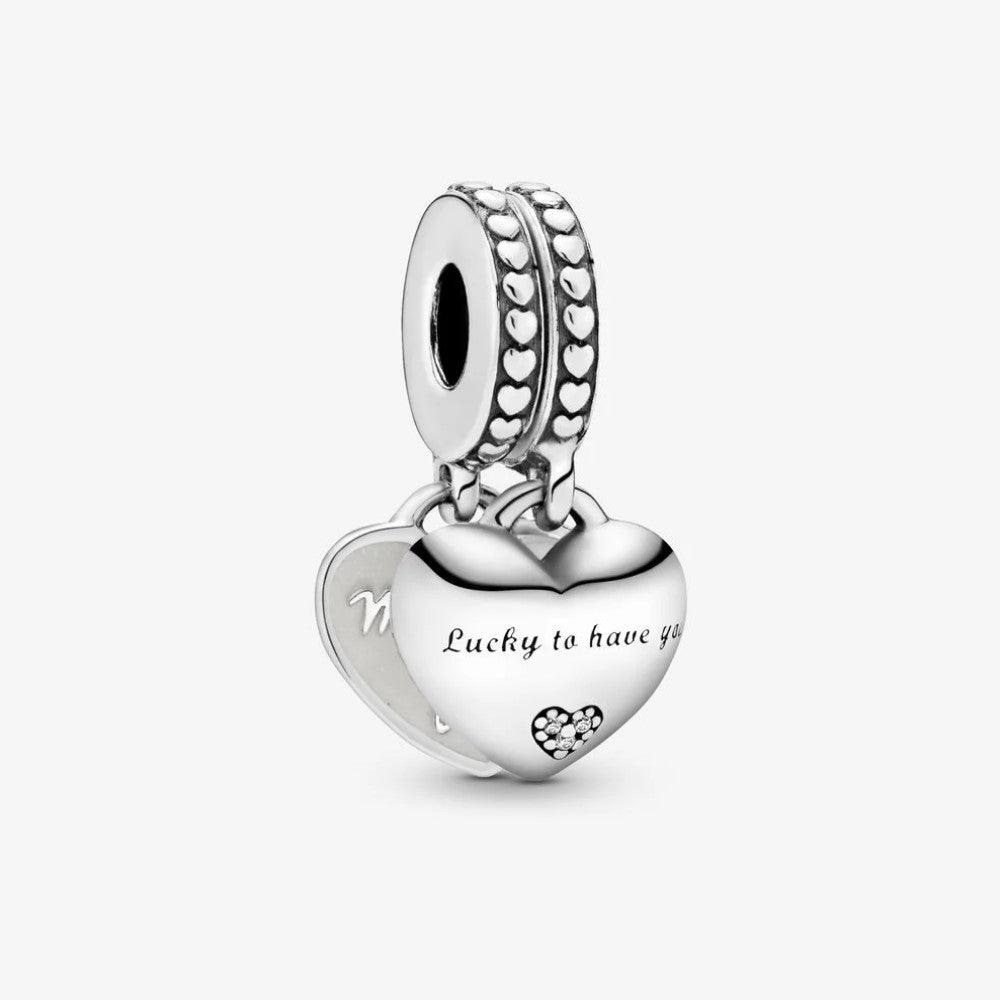 Charm Pendente Pandora con Doppio Cuore Nuora e Suocera