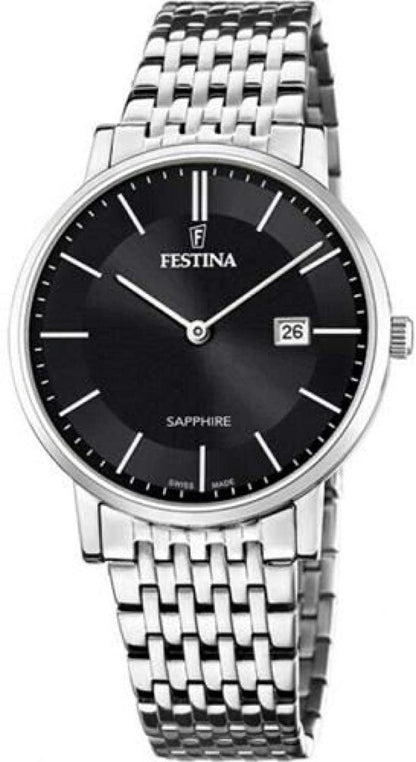 OROLOGIO FESTINA SWISS MADE F20018/3 NERO CINTURINO ACCIAIO, UOMO