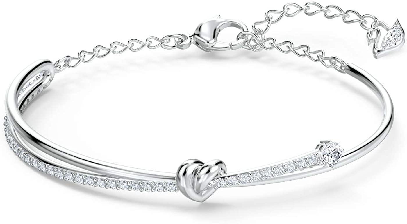 Bracciale rigido Lifelong Heart bianco, placcato rodio