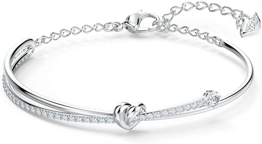 Bracciale rigido Lifelong Heart bianco, placcato rodio