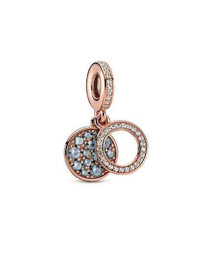 Charm Pendente con Doppio Disco Azzurro Scintillante