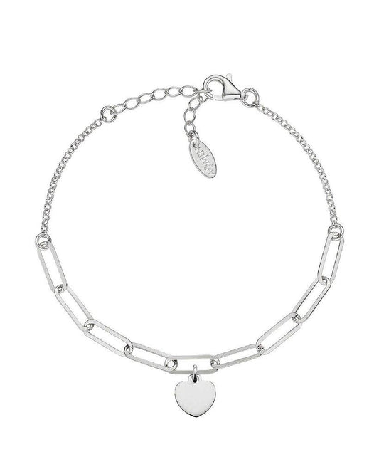 Bracciale Cuore Catena Doppia Rodio