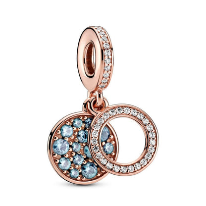 Charm Pendente con Doppio Disco Azzurro Scintillante