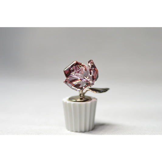 Swarovski – Rosa rossa singola in vaso bianco