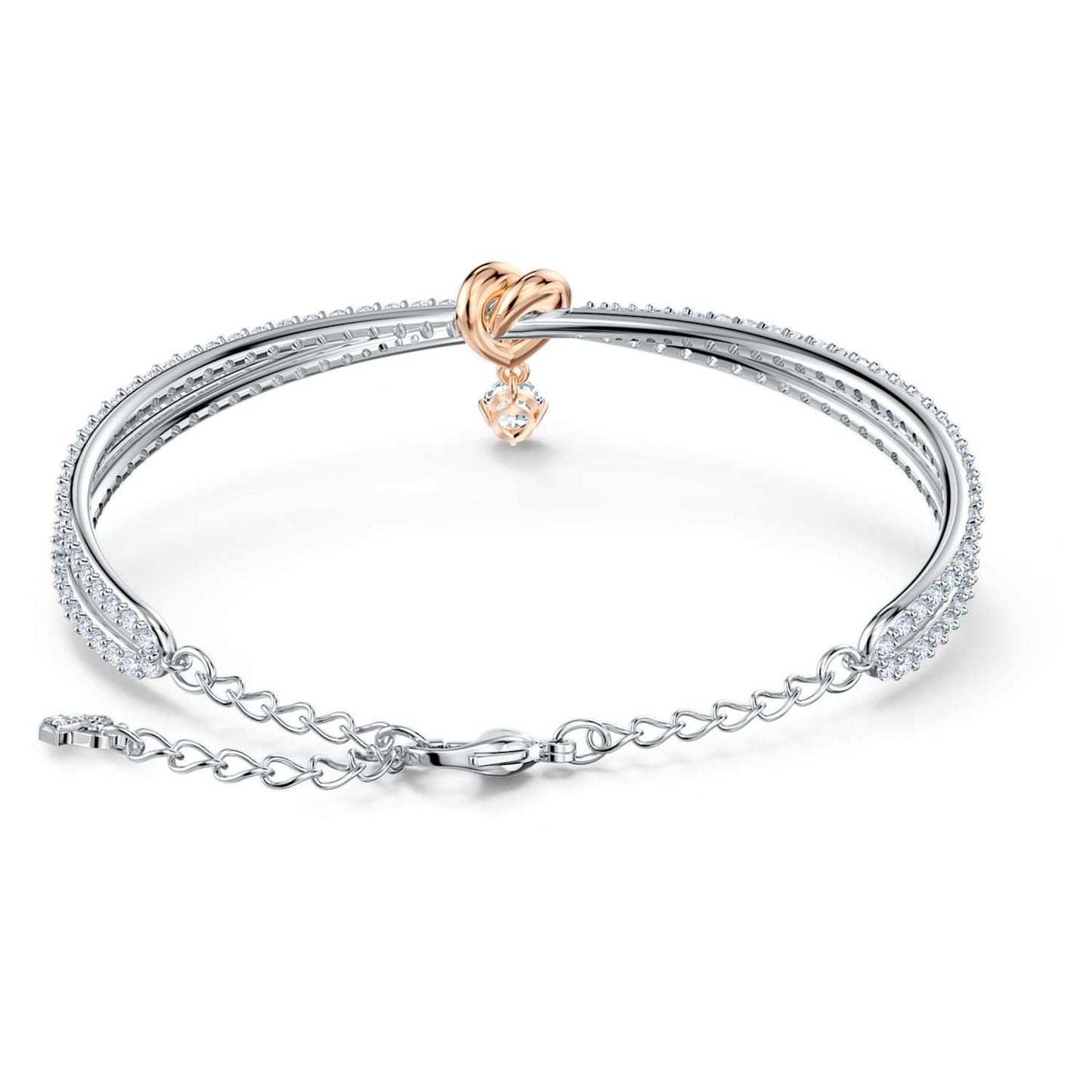 Bracciale rigido Lifelong Heart bianco, mix di placcature