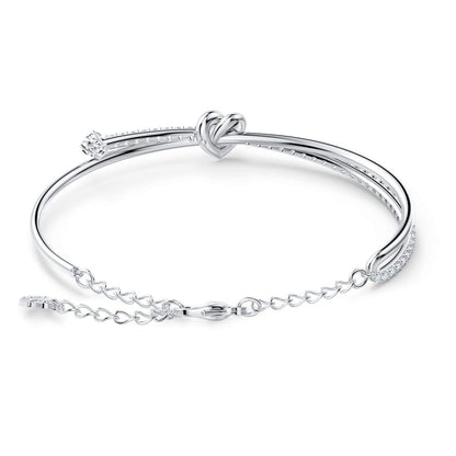 Bracciale rigido Lifelong Heart bianco, placcato rodio