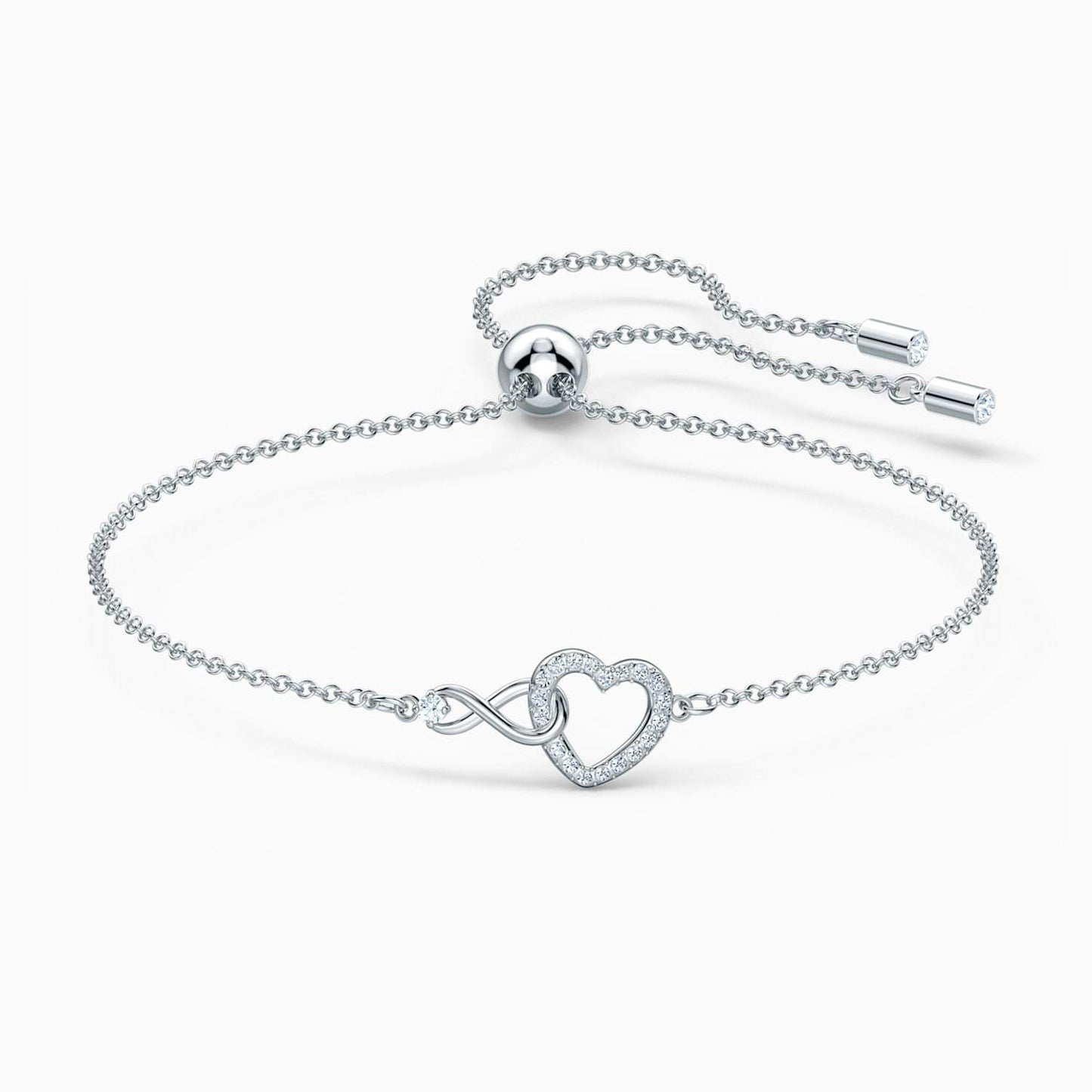 BRACCIALETTO SWAROVSKI INFINITY HEART, BIANCO, PLACCATO RODIO