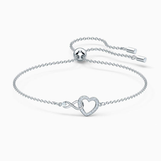 BRACCIALETTO SWAROVSKI INFINITY HEART, BIANCO, PLACCATO RODIO