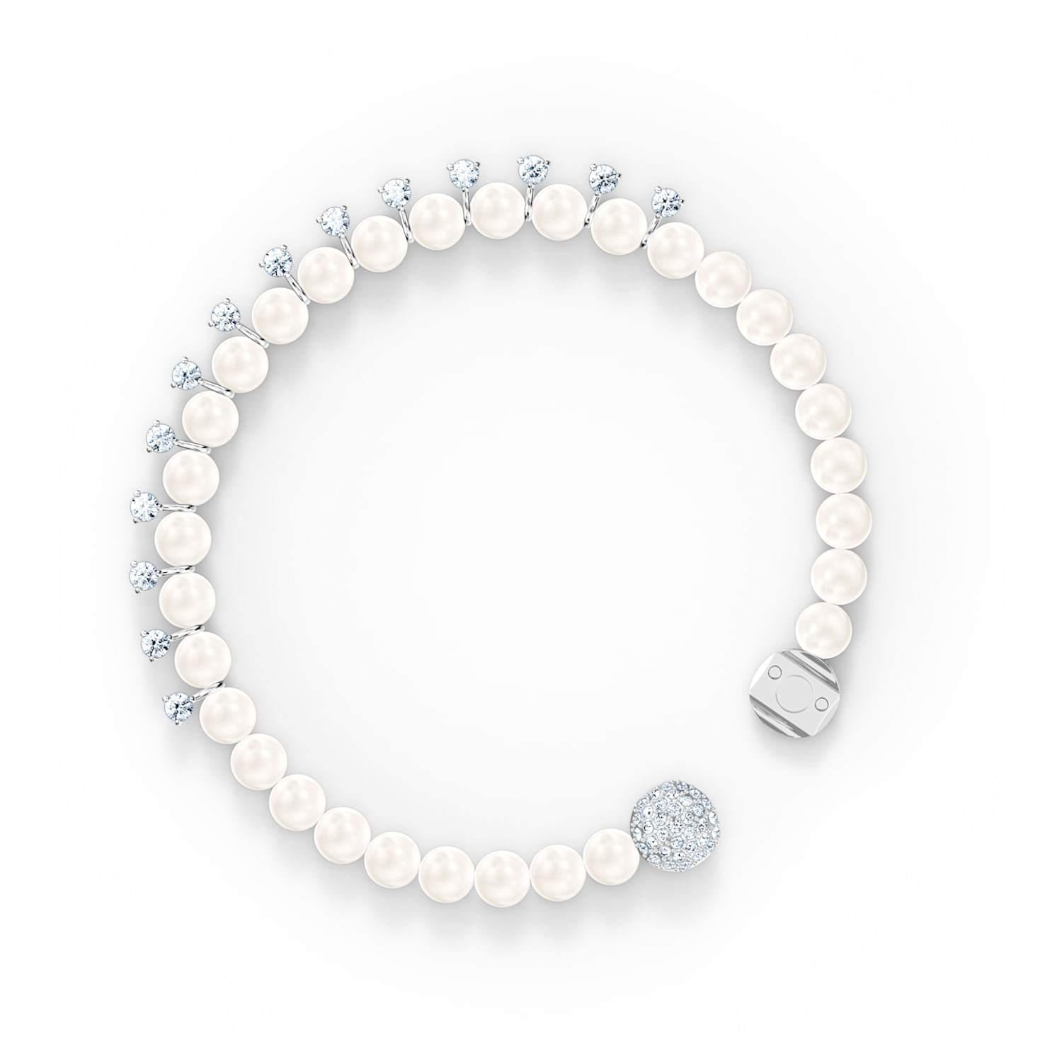 Braccialetto Treasure Pearl bianco, placcato rodio