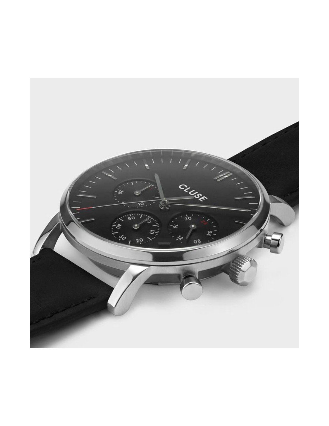 Aravis Chrono Leather Black, Silver Colour