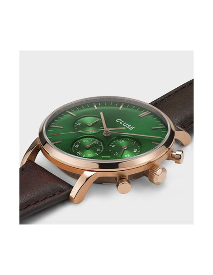 Aravis Chrono Leather Green, Rose Gold Colour