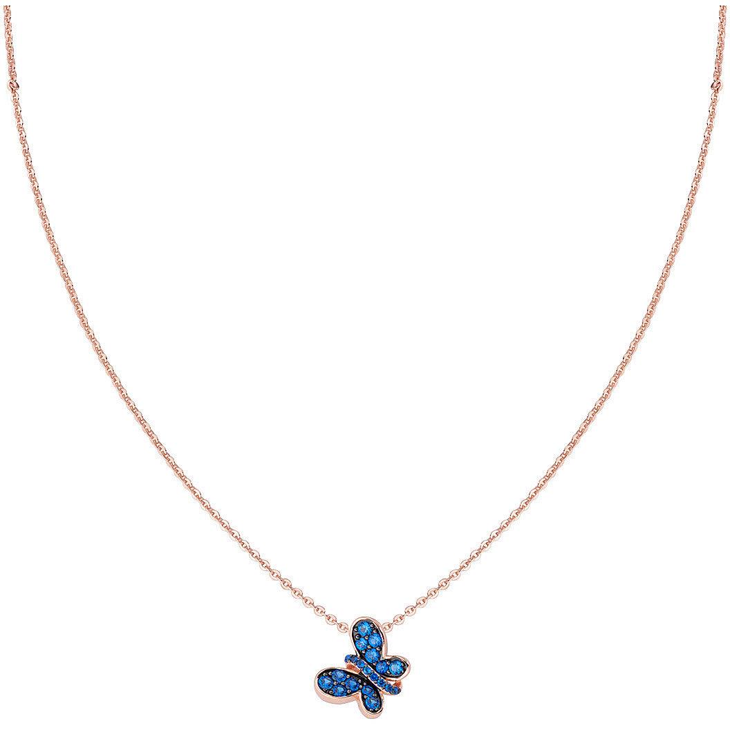 Collana Rosè Farfalla Zirconi Brown Zirconi Blu