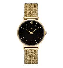 Gift Box Minuit Special Mesh Gold Colour & Leather Strap