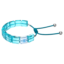 Braccialetto Letra Evil eye, Blu, Placcato rodio