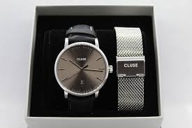 Gift Box Aravis Mesh Silver Colour & Leather Strap