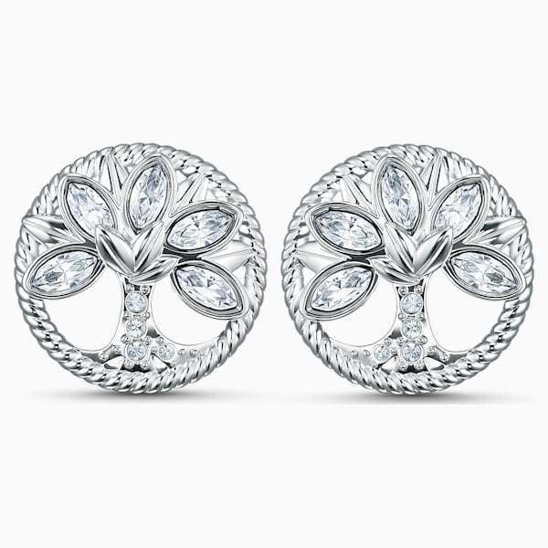 ORECCHINI STUD SWAROVSKI SYMBOLIC TREE OF LIFE, BIANCO, PLACCATO RODIO