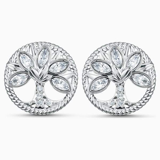 ORECCHINI STUD SWAROVSKI SYMBOLIC TREE OF LIFE, BIANCO, PLACCATO RODIO